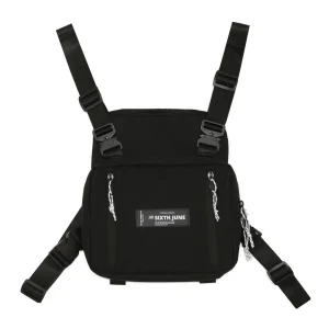 Petit sac poitrine boucle zip logo noir