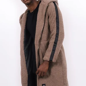 Manteau bandes sherpa Marron