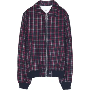 Blouson laine tartan noir rouge