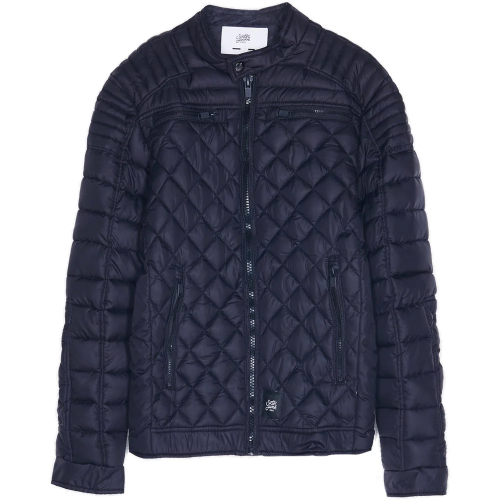 Blouson matelassé ajusté biker noir