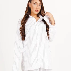 Chemise à rayures large imprimé blanc