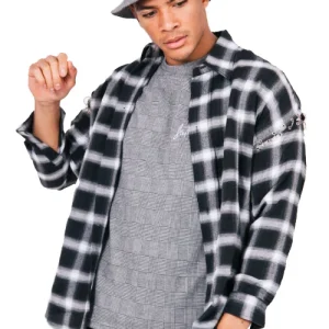 Chemise anneaux carreaux noir blanc