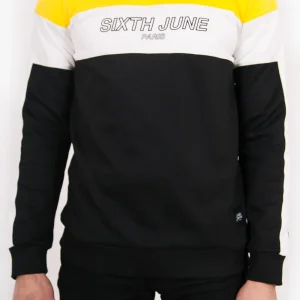 Sweat tricolore logo noir jaune blanc