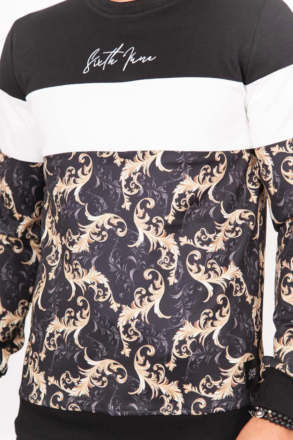 Sweat tricolore baroque noir blanc or – Image 5