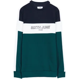 Sweat tricolore logo vert noir blanc