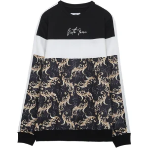 Sweat tricolore baroque noir blanc or