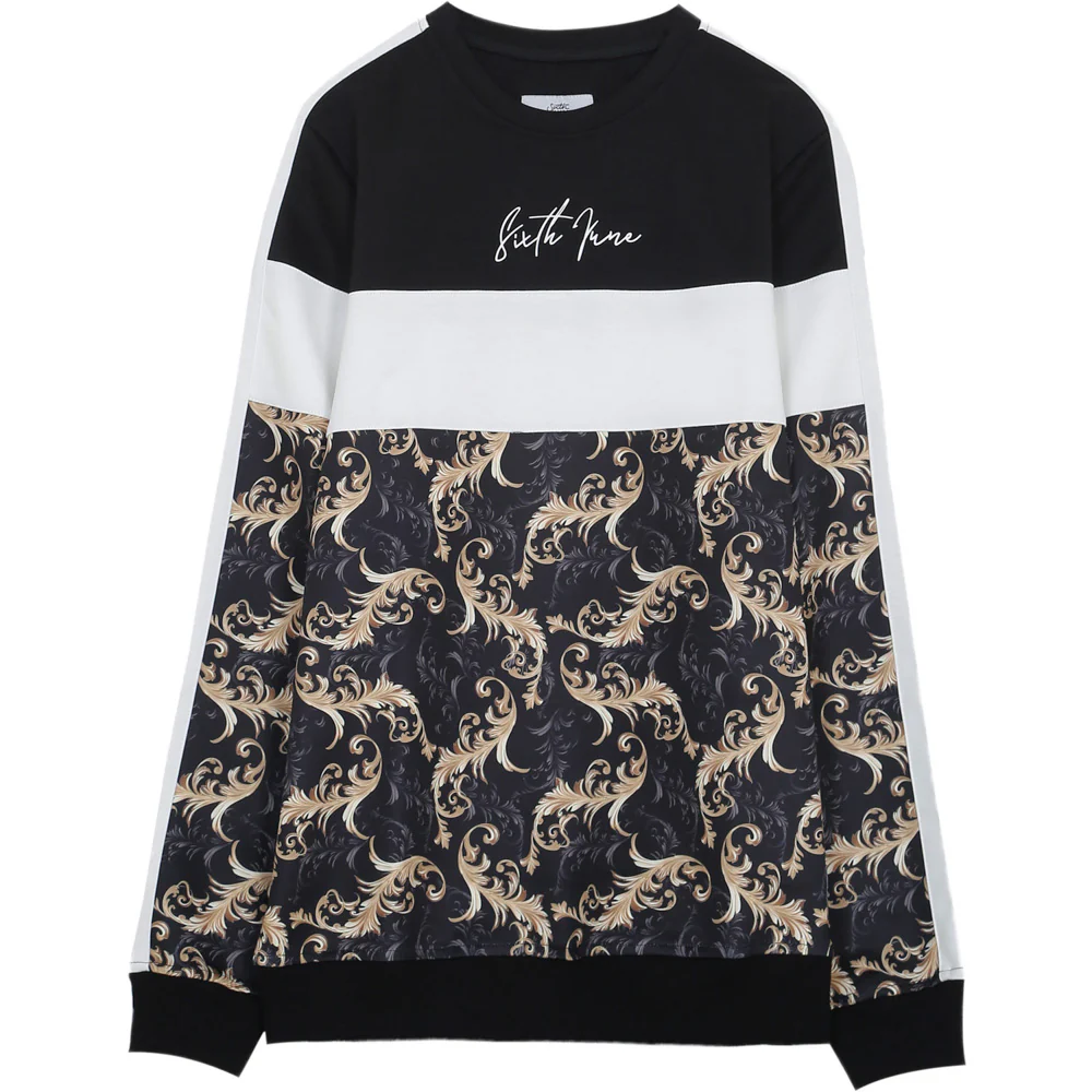 Sweat tricolore baroque noir blanc or – Image 2