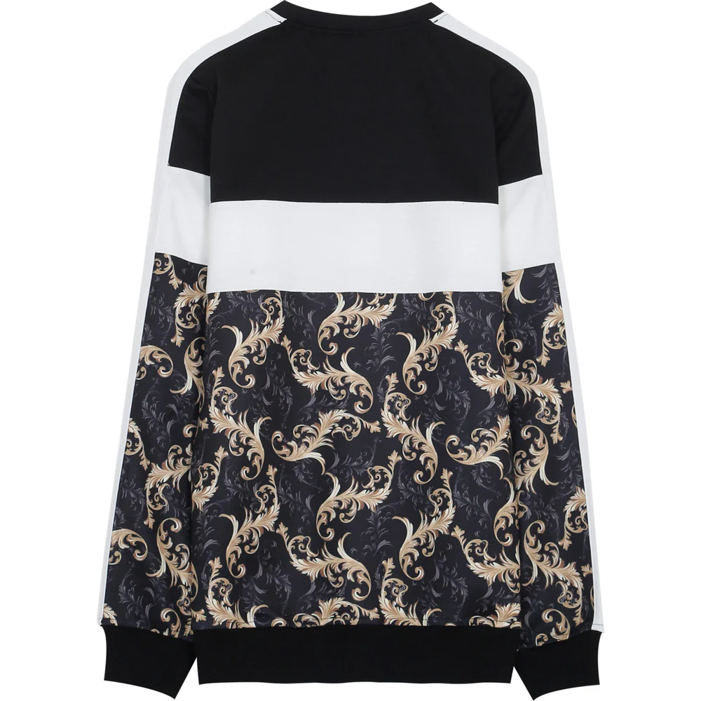 Sweat tricolore baroque noir blanc or – Image 8