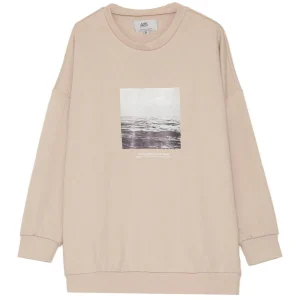 Sweat oversize imprimé océan beige