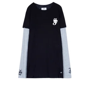 T-shirt doubles manches gothique noir