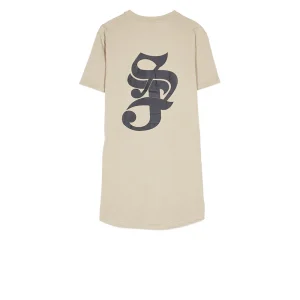 T-shirt moulant logo gothique beige