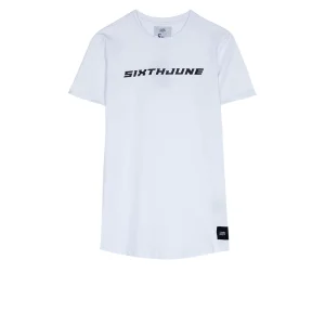 T-shirt moulant logo racing blanc