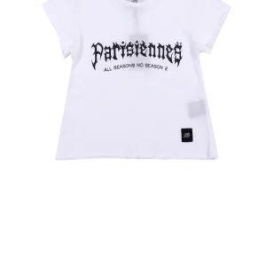 Crop top Parisiennes Women fire effect font white W2630CTS