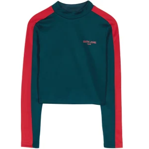 Crop top bandes vert rouge