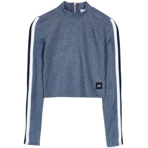 Crop top jersey brillant bandes gris