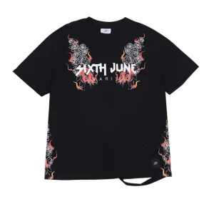 T-shirt fire print destroyed black M2530VTS