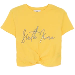 Crop-top noeud logo jaune