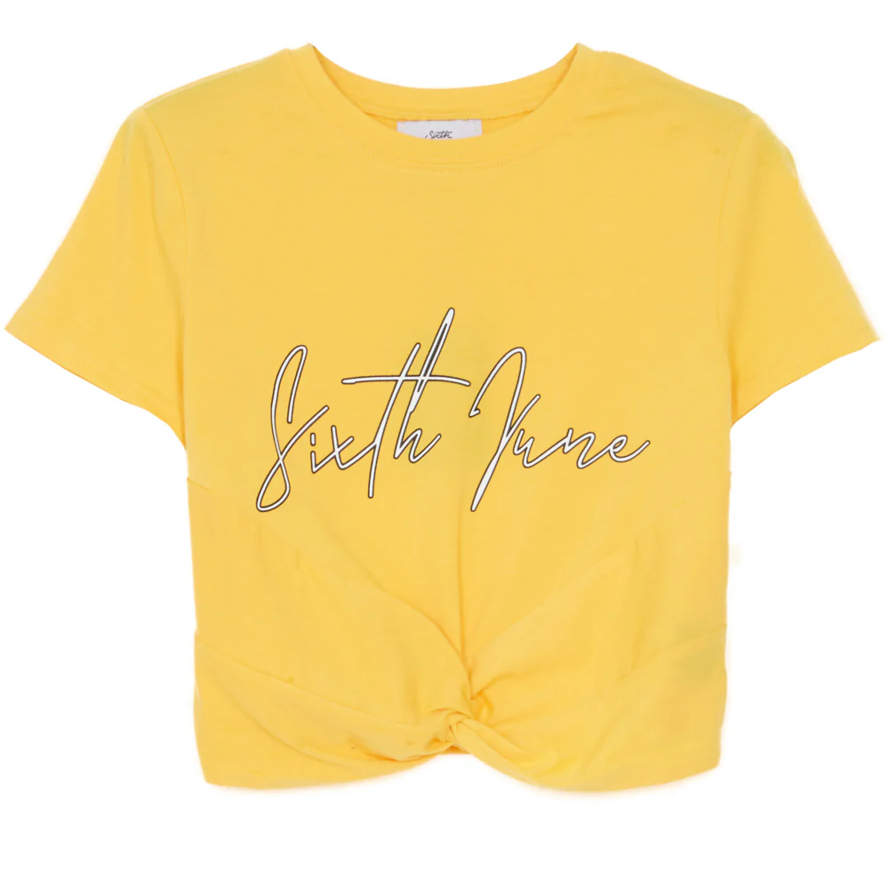Crop-top noeud logo jaune – Image 2