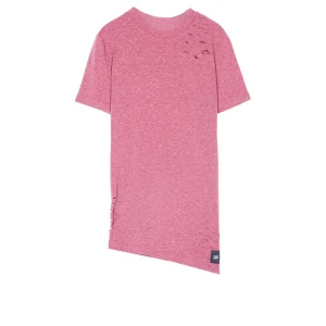 T-shirt trous asymétrique bordeaux