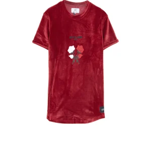 T-shirt velours roses bordeaux