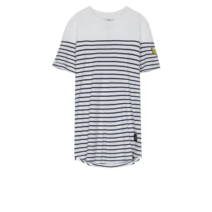 T-shirt marinière patch chevron bleu blanc