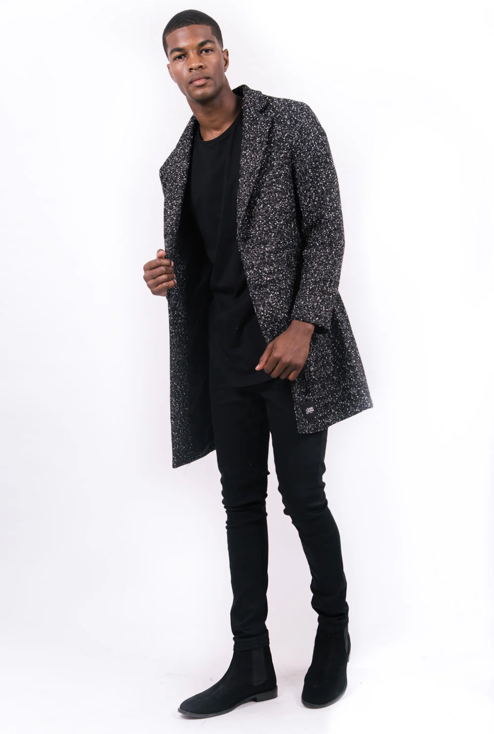 Manteau chiné long noir – Image 5