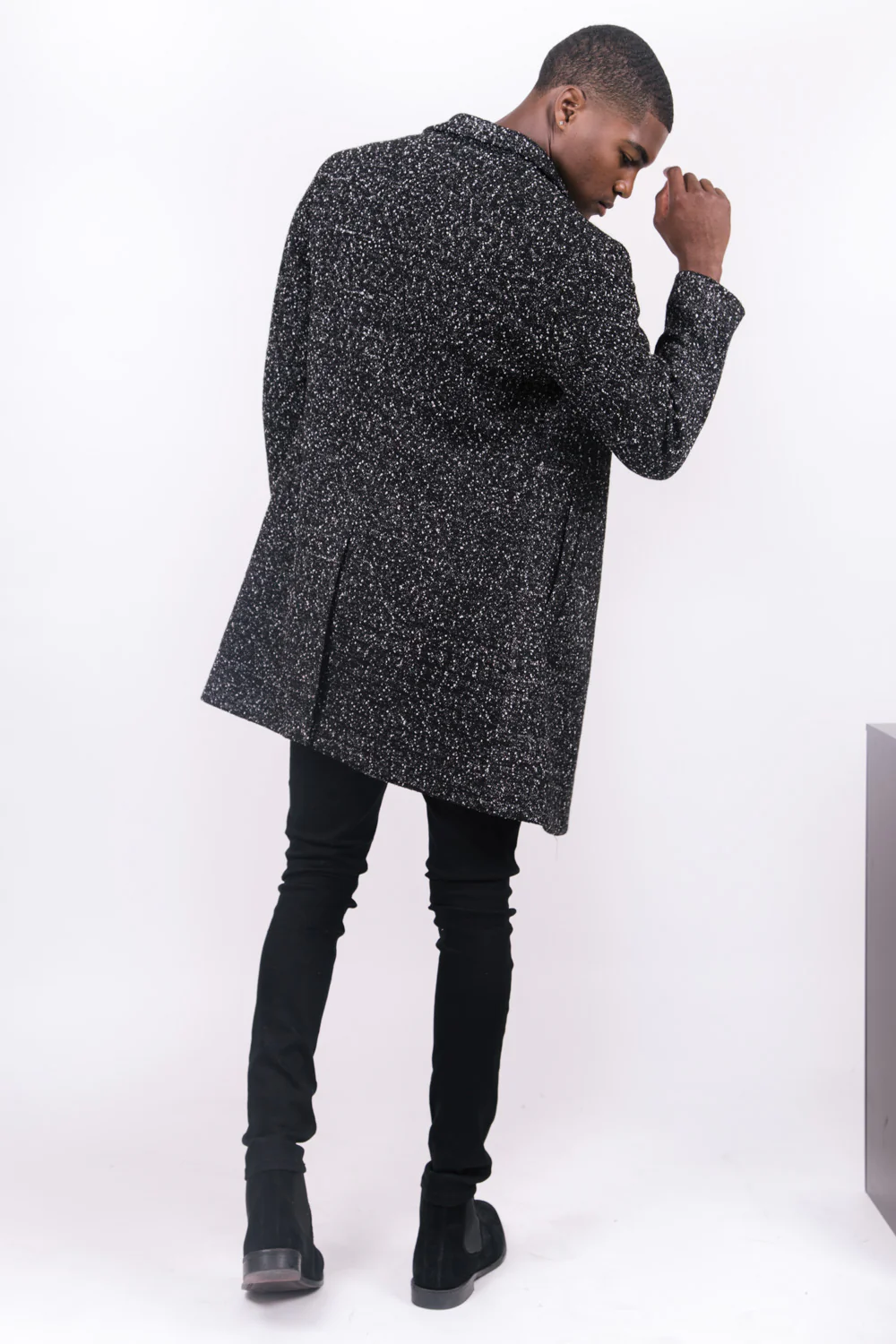 Manteau chiné long noir – Image 6