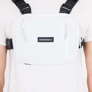 Petit sac poitrine texte zip blanc