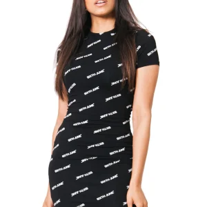 Robe moulante logo all-over noir