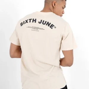 T-shirt logo incurvé avant arrière Beige