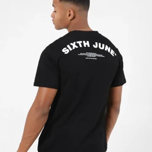 T-shirt logo incurvé avant arrière Noir