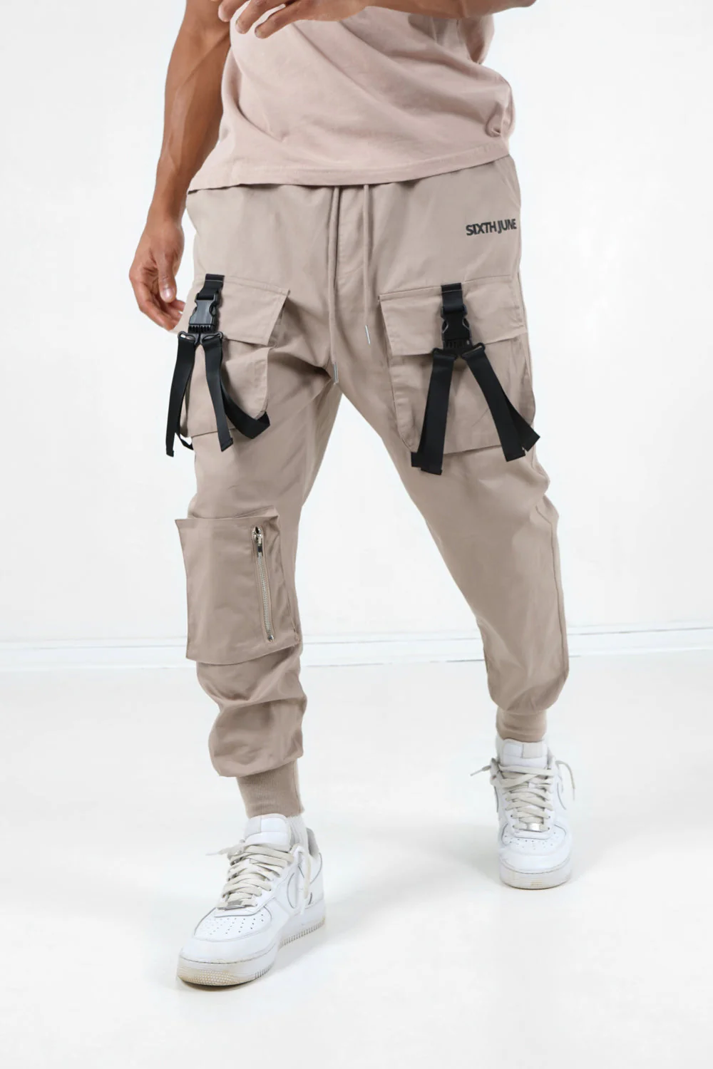 Cargo boucles poches logo Beige foncé