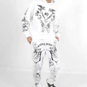 Sweatshirt capuche inspiration Tarot Blanc