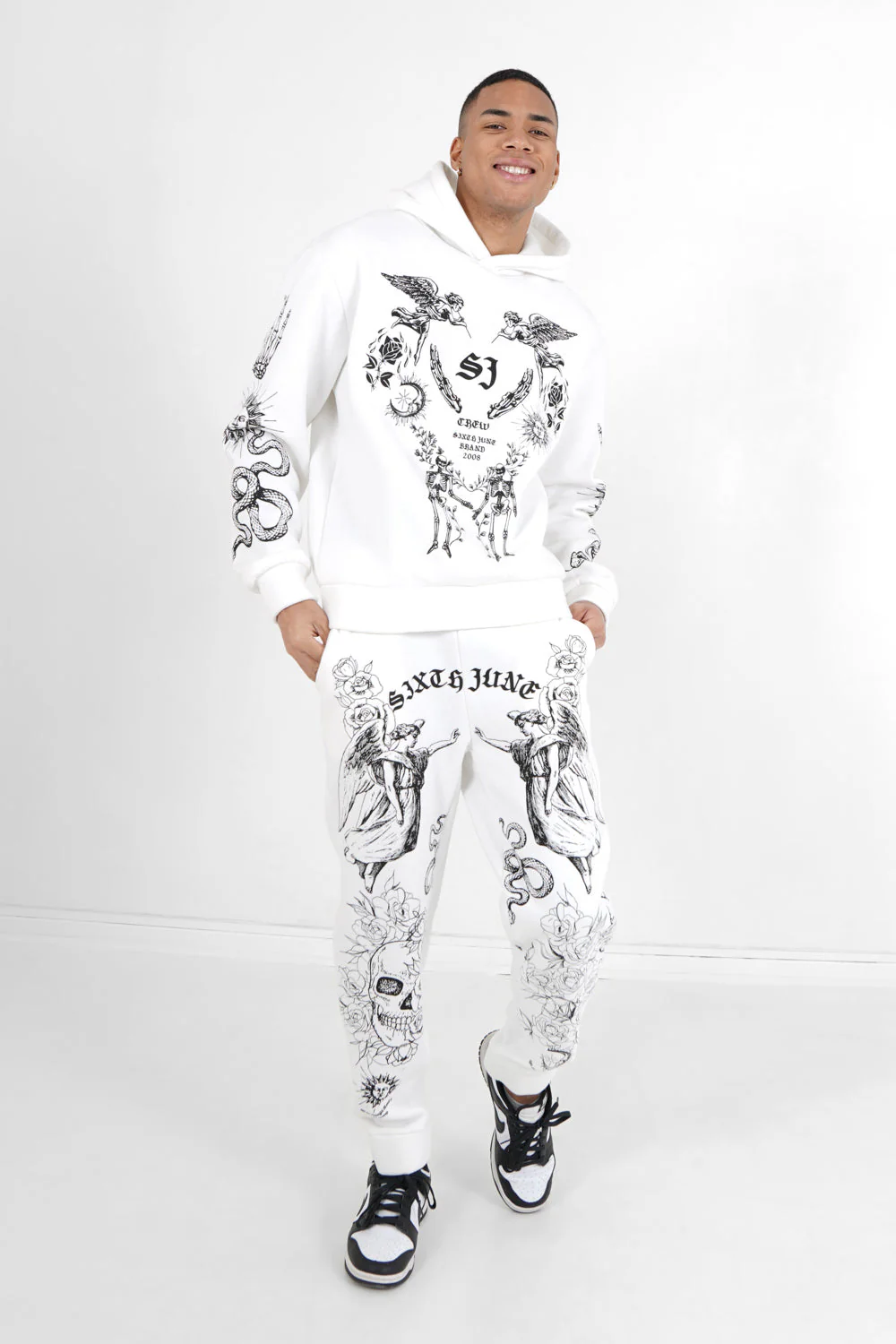 Sweatshirt capuche inspiration Tarot Blanc