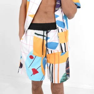 Short motif tropical Blanc