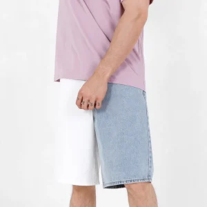 Short jean bicolore Bleu