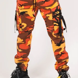 Pantalon camouflage sangles Orange