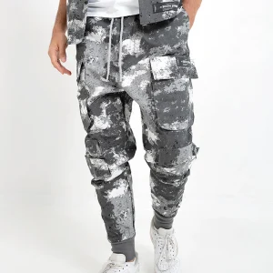 Pantalon cargo camouflage Gris