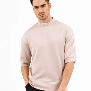 T-shirt manches mi-longues col Beige