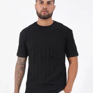 T-shirt monogramme tissé Noir