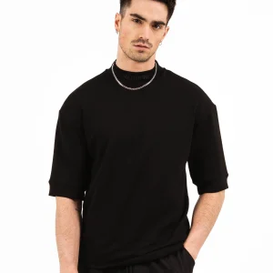 T-shirt manches mi-longues col noir