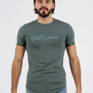 T-shirt logo signature relief Vert foncé