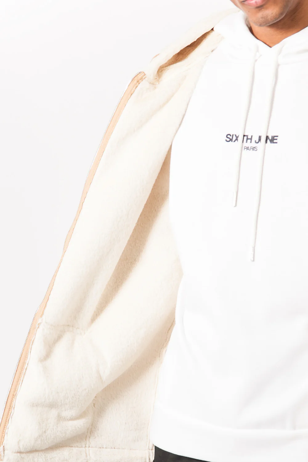 Manteau large peau doublé beige – Image 5