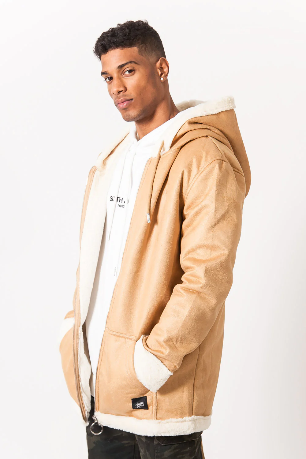 Manteau large peau doublé beige – Image 6