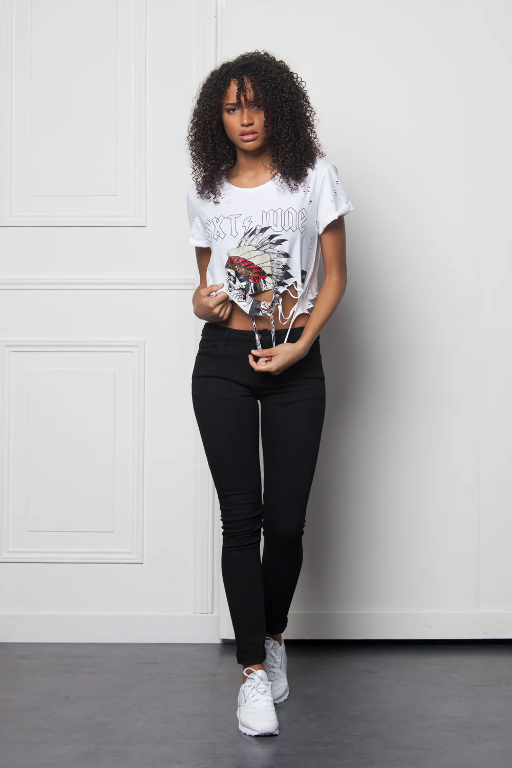 Crop top Monsters destroyed Women white W2632VTS – Image 3