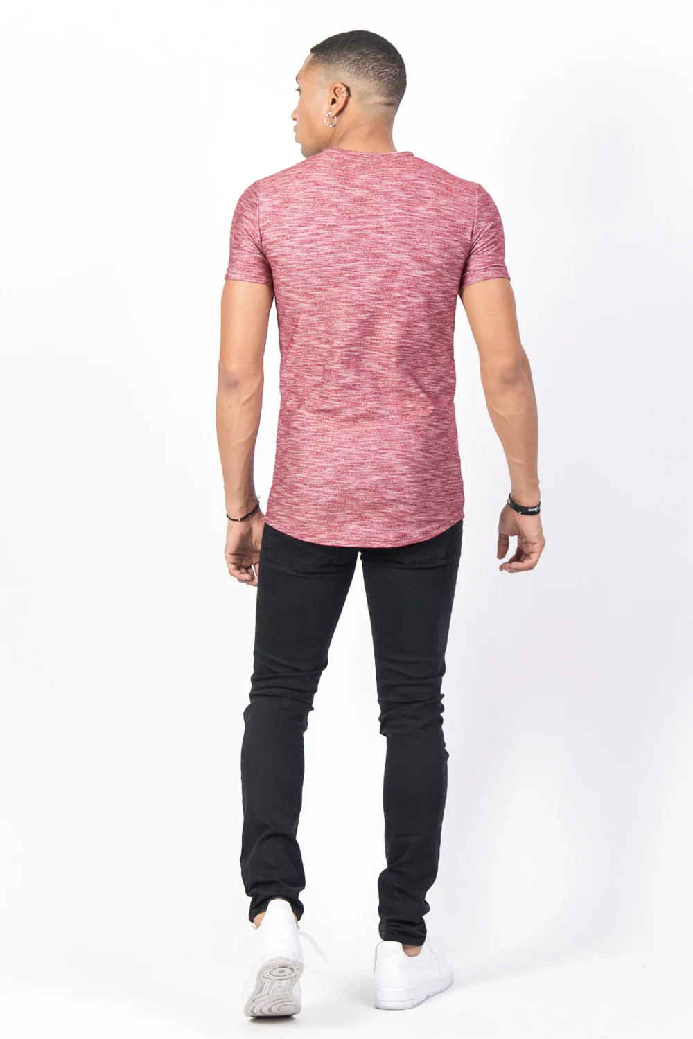 T-shirt moulant texturé bordeaux – Image 4