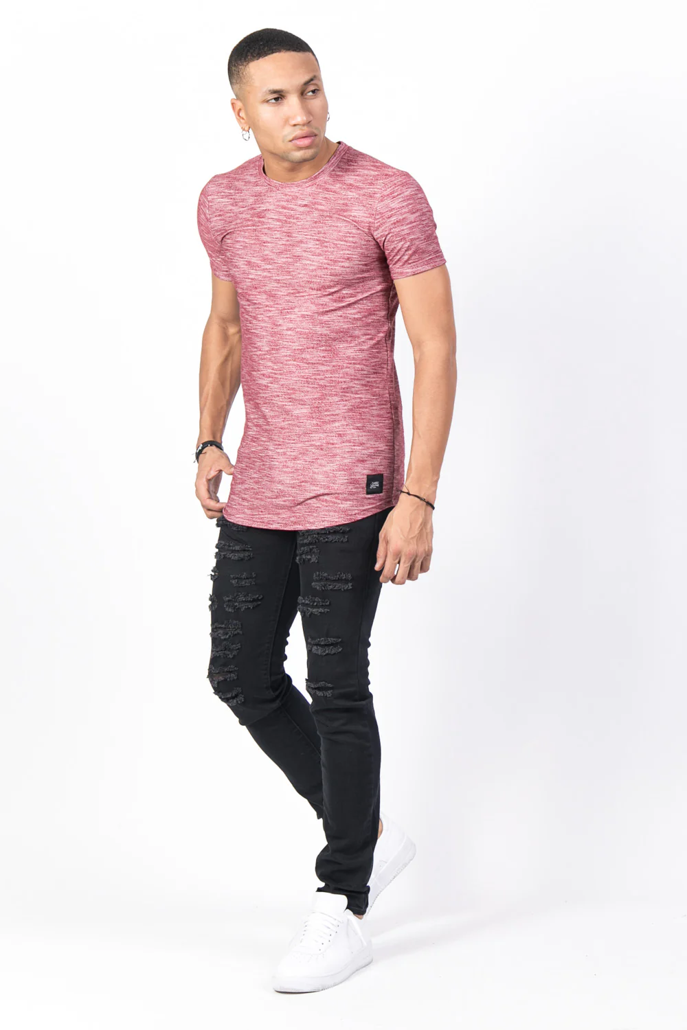 T-shirt moulant texturé bordeaux – Image 5