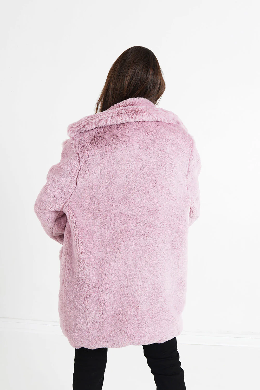 Veste longue fourrure Rose – Image 6