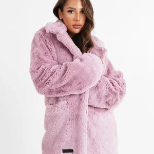 Veste longue fourrure Rose