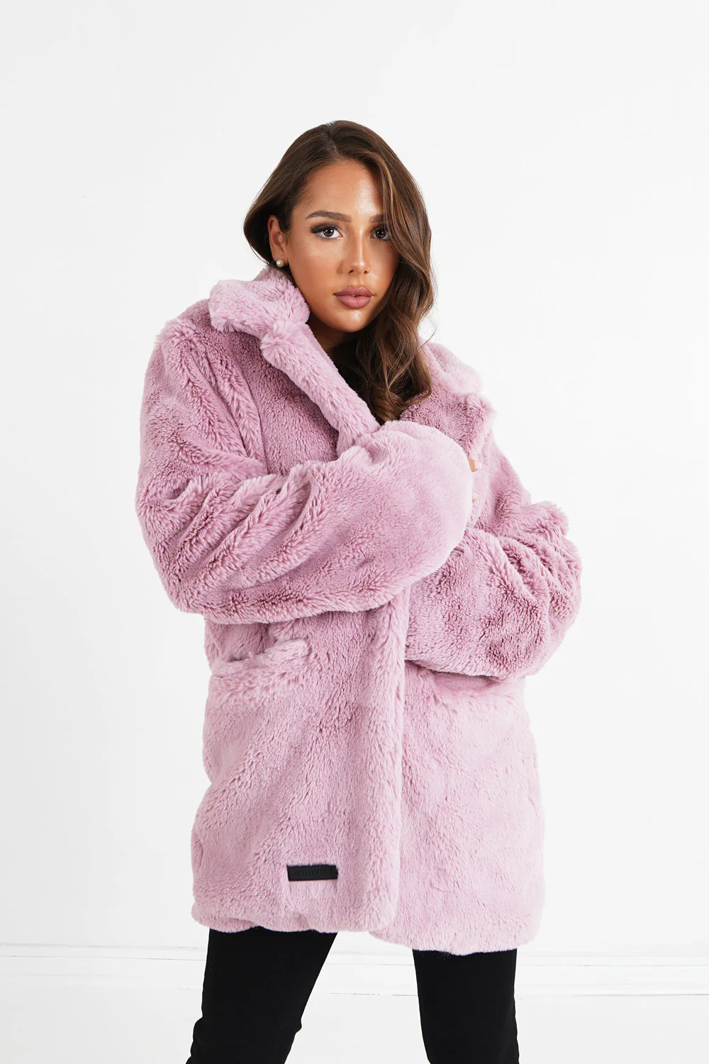 Veste longue fourrure Rose – Image 2